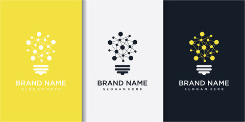 technology light bulb - concept logo design. digital creative idea sign.