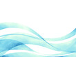 青い帯状のウェーブ背景素材イラスト手描き水彩風