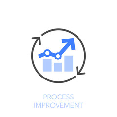 Poster - Process improvement symbol with process arrows and a growth chart. Easy to use for your website or presentation.