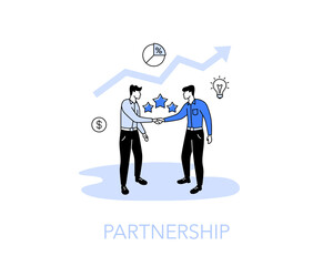 Wall Mural - Illustration of a partnership with two men are shaking hands to conclude a contract. Easy to use for your website or presentation.