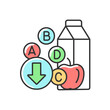 Vitamin deficiency RGB color icon. Lack of nutrients due to hunger. Inadequate nutrition. Health problem. Dietary intake. Mineral malnutrition. Isolated vector illustration. Simple filled line drawing