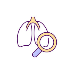 Sticker - Lungs function check up RGB color icon. Diagnosing lung cancer. Pulmonary function screening. Diagnostic test. Physical examination. Isolated vector illustration. Simple filled line drawing