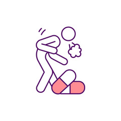 Poster - Cough medicine RGB color icon. Antitussive therapy. Blocking cough reflex with suppressant drugs. Expectorants intake. Relieving symptoms. Isolated vector illustration. Simple filled line drawing