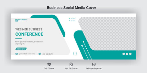 Wall Mural - Creative business conference marketing social media facebook cover banner post template
