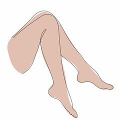 Sticker - female feet line drawing vector, isolated