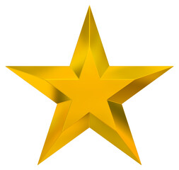 Wall Mural - 5 point star - Christmas Star - golden single isolated on white - 3d rendering