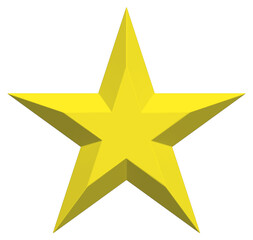 Wall Mural - 5 point star - Christmas Star - yellow single isolated on white - 3d rendering