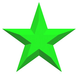 Wall Mural - 5 point star - christmas star - green single isolated on white - 3d rendering