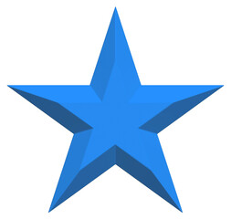 Wall Mural - 5 point star - christmas star - blue single isolated on white - 3d rendering