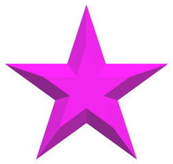 Wall Mural - 5 point star - Christmas Star - purple pink single isolated on white - 3d rendering