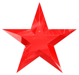 Wall Mural - 5 point star - Christmas Star - red single isolated on white - 3d rendering