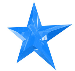 Wall Mural - 5 point star - Christmas Star - blue single isolated on white - 3d rendering