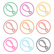 © Siarhei - Chicken leg and drumstick. Set of vector round colored icons. Linear outline drawing. Isolated clipart and illustration on white background.