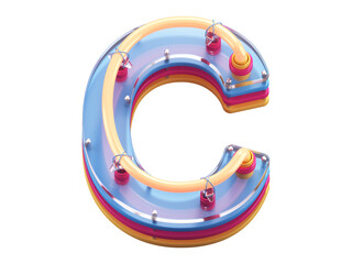 Sticker - Plastic neon font. Letter C. 