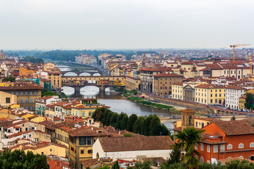 Poster - Florence, Tuscany, Italy: Detail of the old bridge on the Arno river