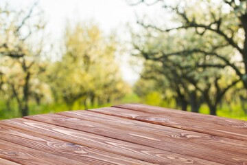 Poster - Empty brown wooden table with free space