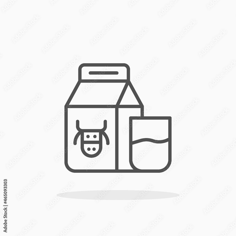 Milk icon. Editable Stroke and pixel perfect. Outline style. Vector ...