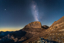 Stars Of The Milkeyway At Night Over Mount Olympus In Greece