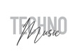 © theendup - Modern, simple, minimal typographic design of a saying 'Techno Music' in tones of grey color. Cool, urban, trendy and playful graphic vector art with handwritten typography.