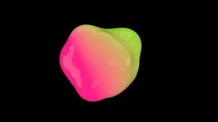 Wall Mural - 3D animation of Abstract smooth liquid shape. 4k seamless loop 3D animation. Smooth animation of bubbles, metaball with inner glow. alpha matte isolated on black background.