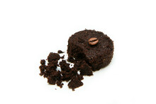 The Capsule Made Of The Used Coffee Grounds Isolated In A White Background. 