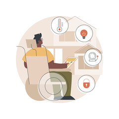 Fototapete - Smart technology for persons with disabilities abstract concept vector illustration. Home automation, door and motion sensors, health monitoring system, voice assistant abstract metaphor.