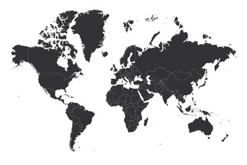  Gray political map of World.