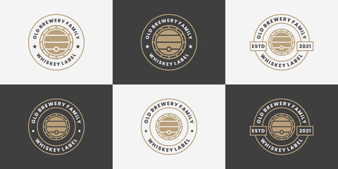 Wall Mural - retro barrel, whiskey, brewery logo design collection