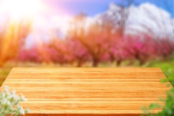 Poster - Empty brown wooden table with free space