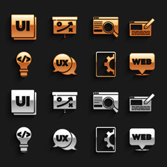 Set UI or UX design, Web and graphic, development, Front end, and Planning strategy concept icon. Vector