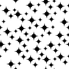 Poster - Black stars on a white background. Vector with simple stars. Seamless pattern with stars.