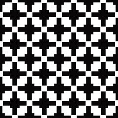 Poster - Black simple crosses and white background. Vector with repeating crosses.