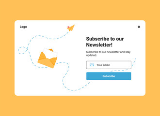 Poster - ui design website banner template of email marketing with open letter for subscribe to newsletter