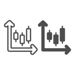 Fototapete - Dynamic bar chart line and solid icon, diagram concept, graph with columns vector sign on white background, outline style icon for mobile concept and web design. Vector graphics.