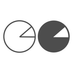 Fototapete - Pie chart with one eighth fraction line and solid icon, diagram concept, one eighth circle vector sign on white background, outline style icon for mobile concept and web design. Vector graphics.