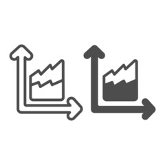 Fototapete - Dual chart with two growth curve line and solid icon, diagram concept, double line graph vector sign on white background, outline style icon for mobile concept and web design. Vector graphics.