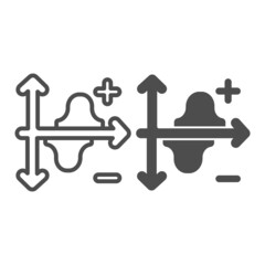 Fototapete - Dual graph with a rise curve, plus and minus line and solid icon, diagram concept, dual chart vector sign on white background, outline style icon for mobile concept and web design. Vector graphics.