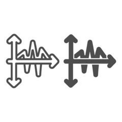 Fototapete - Graph with curve line line and solid icon, diagram concept, incline and decline chart vector sign on white background, outline style icon for mobile concept and web design. Vector graphics.