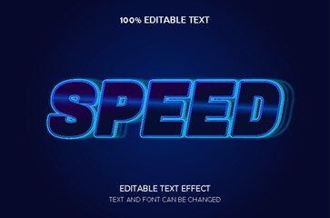 Fototapete - Speed 3 dimension editable text effect modern neon style
