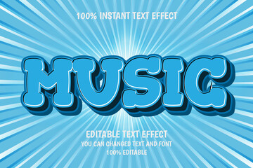 music 3 dimension editable text effect color blue style