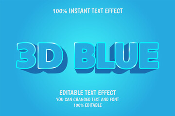 Poster - 3d blue 3 dimension editable text effect modern text style