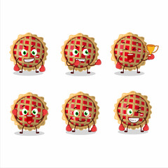 Sticker - A sporty apple pie boxing athlete cartoon mascot design