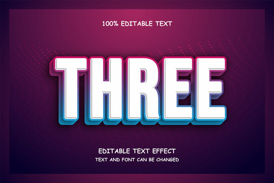 Three 3 dimension editable text effect modern futuristic style