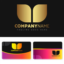 Luxury And Elegant Gold Logo Illustration Design With Business Card Design For Your Company