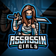 Sticker - Assassin girls esport mascot logo design