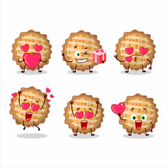 Poster - Peach pie cartoon character with love cute emoticon