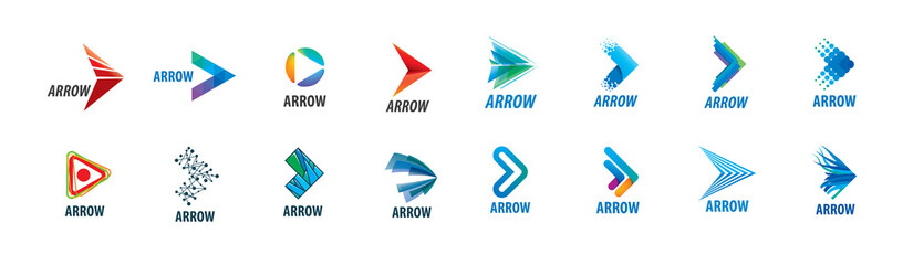 A set of vector abstract logos in the form of arrows