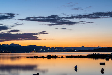 Poster - Rocky beach at sunset