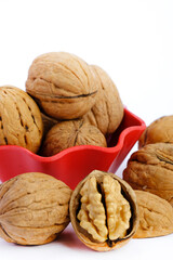 Poster - walnuts (akhrot) on white background, Dry fruits, walnut or akhrot well known dried fruit having shape like brain.