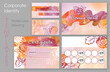 Make up set. Colorful Make-up buisenes and bonus card and gift and education certificate for an educational institution. Watercolor rose and leaf on purple, orange, violet and red backgrounds.